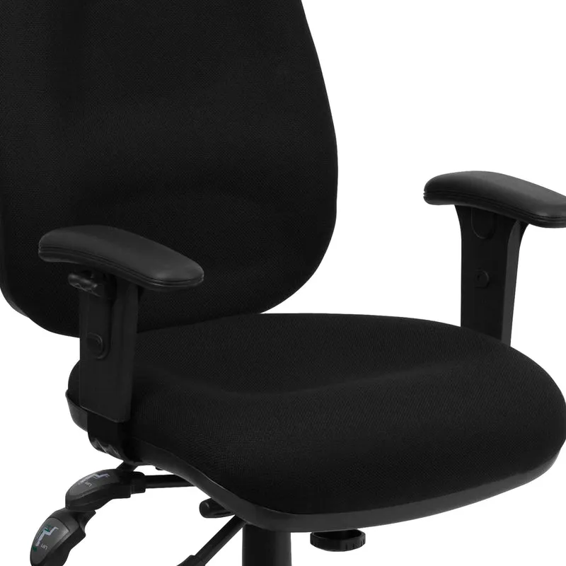 Mid-Back Fabric 3-Paddle Executive Swivel Office Chair & Adjustable Arms