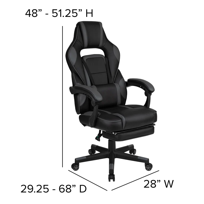 Ergonomic Gaming Chair -Recline Back/Arms, Footrest, Massaging Lumbar