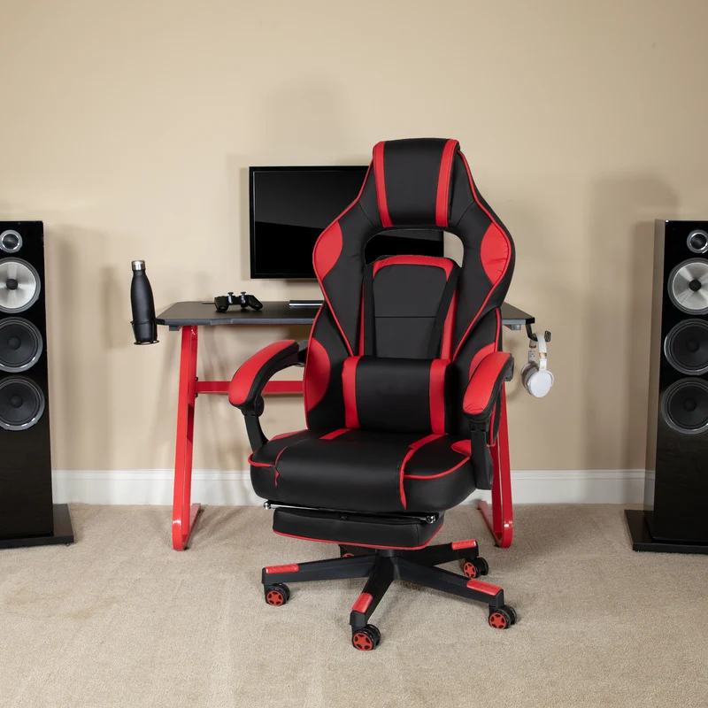 Ergonomic Gaming Chair -Recline Back/Arms, Footrest, Massaging Lumbar