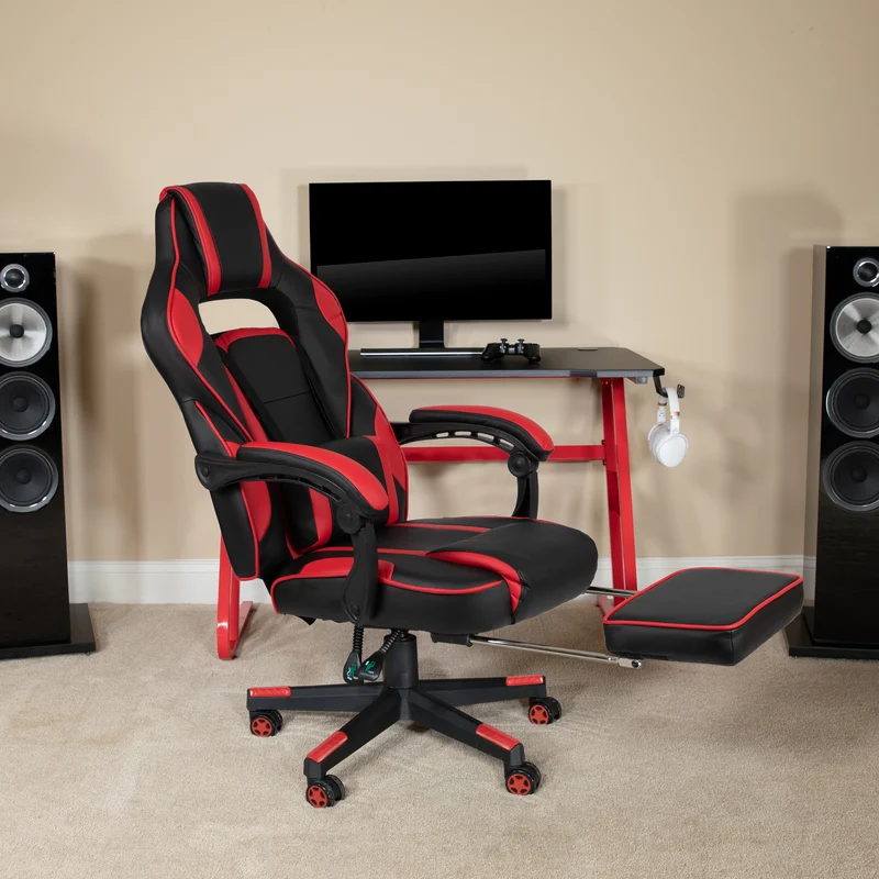 Ergonomic Gaming Chair -Recline Back/Arms, Footrest, Massaging Lumbar