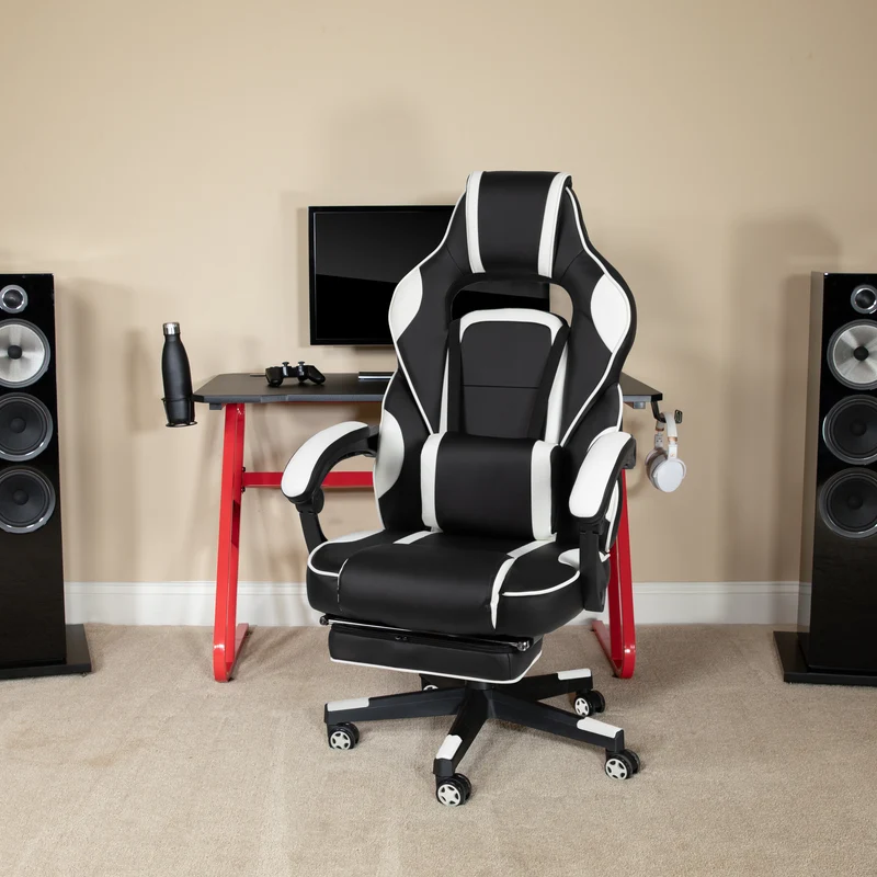 Ergonomic Gaming Chair -Recline Back/Arms, Footrest, Massaging Lumbar
