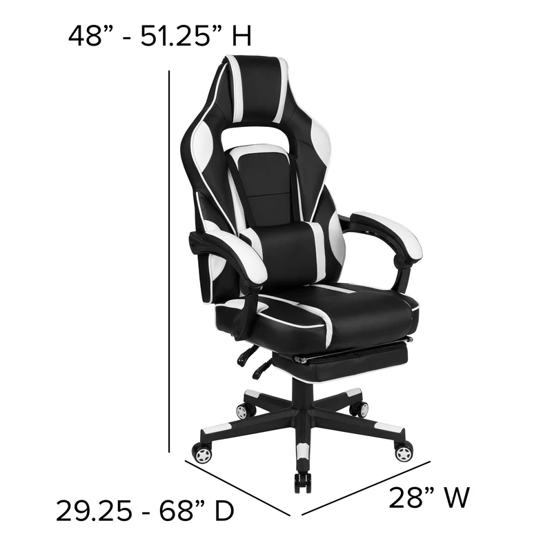 Ergonomic Gaming Chair -Recline Back/Arms, Footrest, Massaging Lumbar
