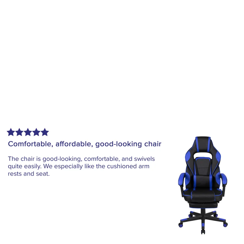 Ergonomic Gaming Chair -Recline Back/Arms, Footrest, Massaging Lumbar