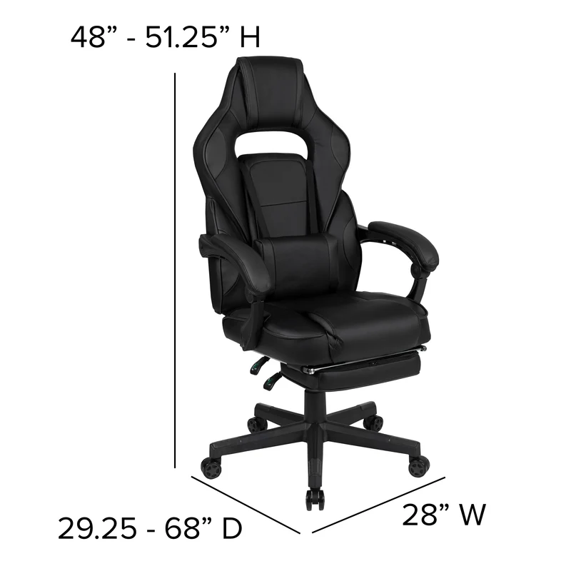 Ergonomic Gaming Chair -Recline Back/Arms, Footrest, Massaging Lumbar