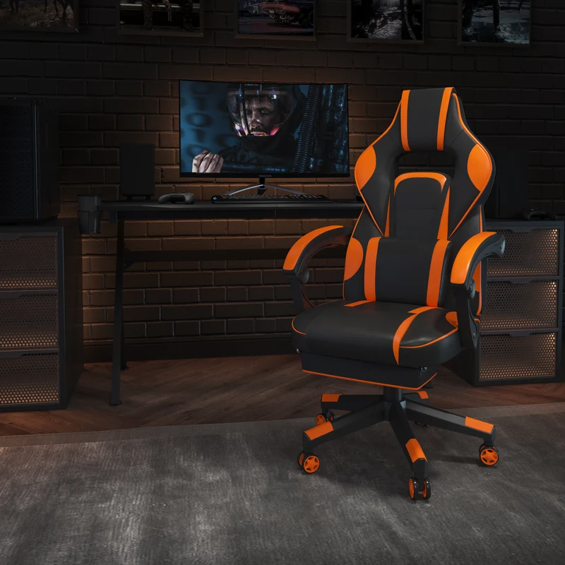 Ergonomic Gaming Chair -Recline Back/Arms, Footrest, Massaging Lumbar