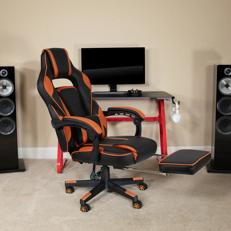 Ergonomic Gaming Chair -Recline Back/Arms, Footrest, Massaging Lumbar