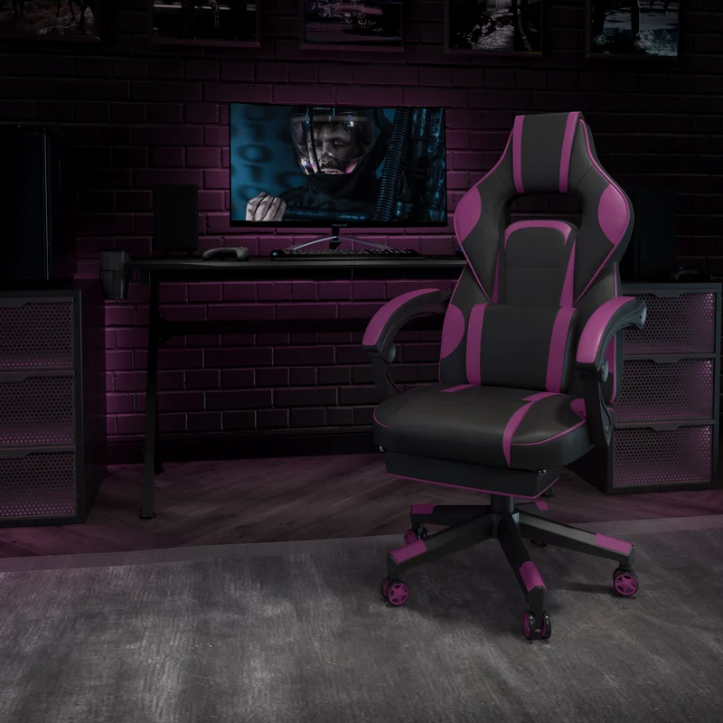 Ergonomic Gaming Chair -Recline Back/Arms, Footrest, Massaging Lumbar