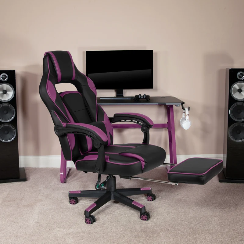 Ergonomic Gaming Chair -Recline Back/Arms, Footrest, Massaging Lumbar