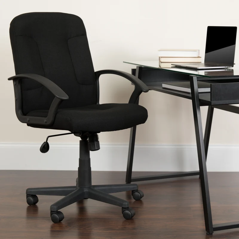Mid-Back Fabric Executive Swivel Office Chair with Nylon Arms