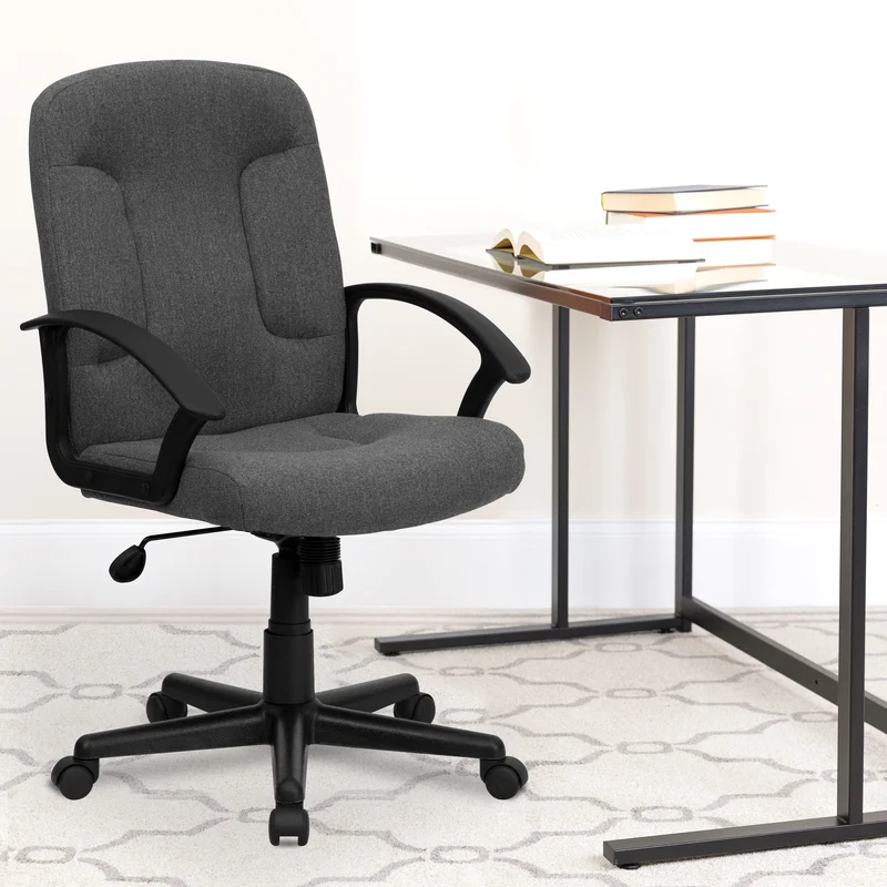 Mid-Back Fabric Executive Swivel Office Chair with Nylon Arms