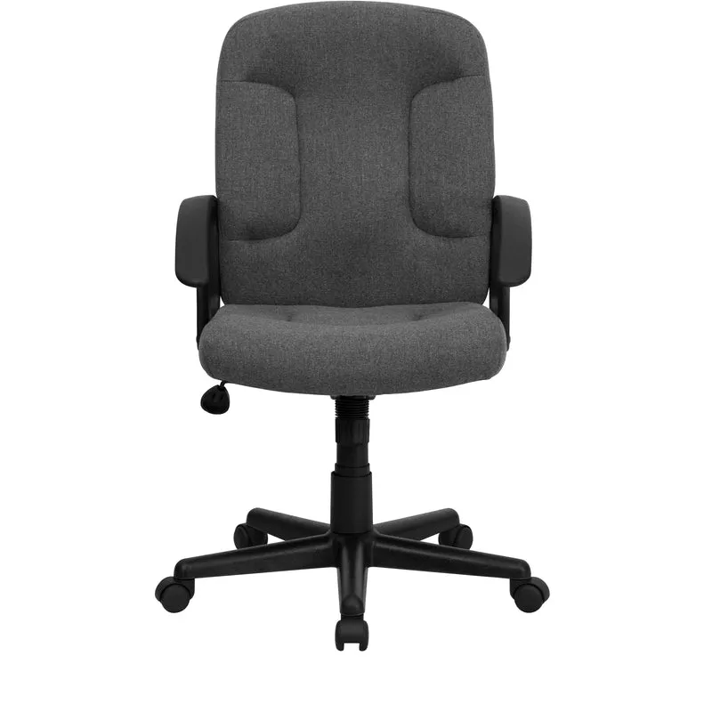 Mid-Back Fabric Executive Swivel Office Chair with Nylon Arms