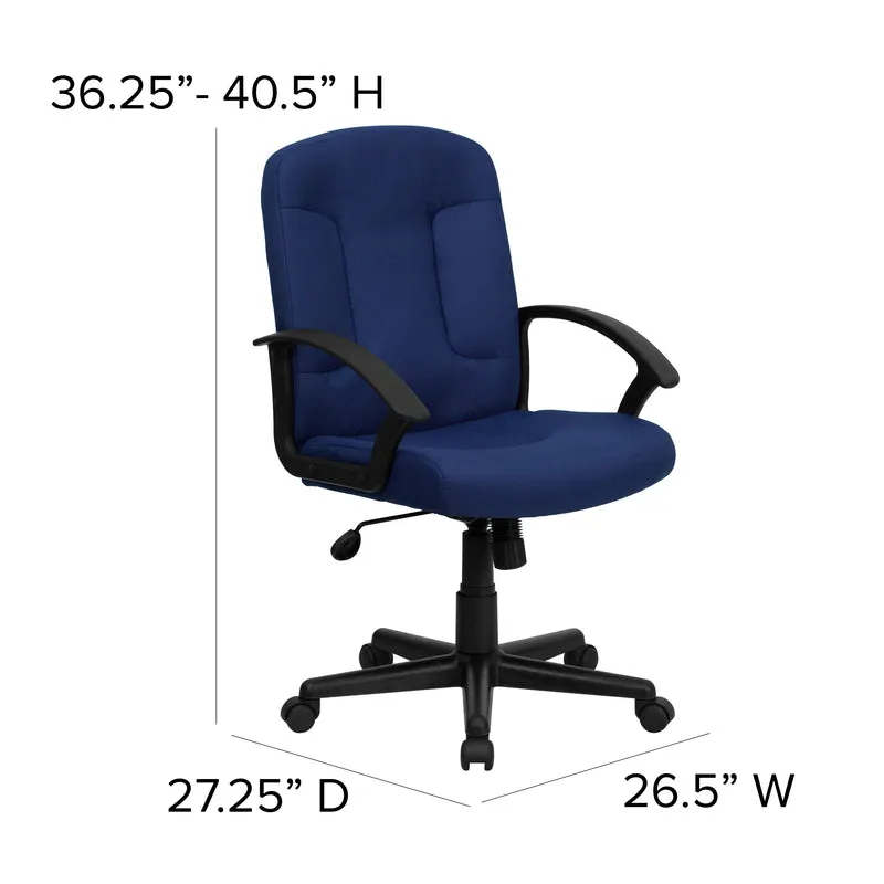 Mid-Back Fabric Executive Swivel Office Chair with Nylon Arms