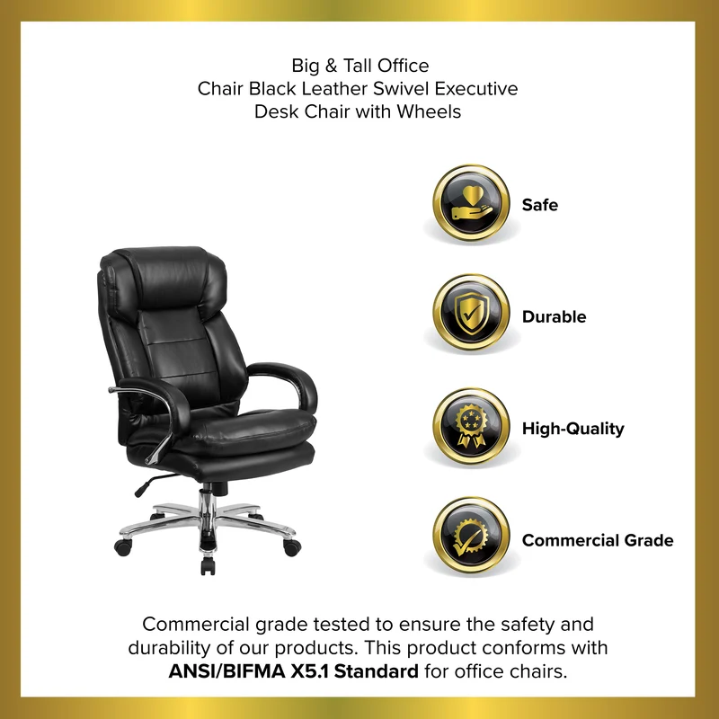 24/7 500 lb. Big & Tall Executive Swivel Ergonomic Office Chair with Loop Arms