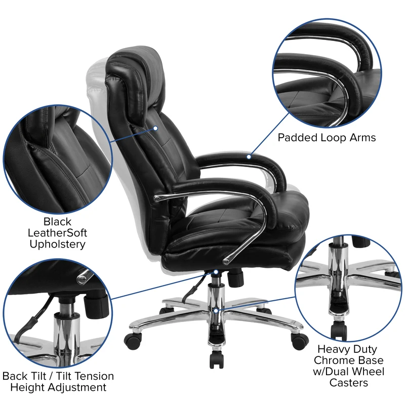 24/7 500 lb. Big & Tall Executive Swivel Ergonomic Office Chair with Loop Arms