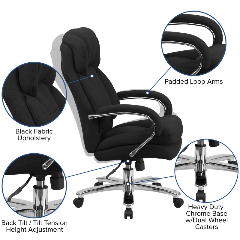 24/7 500 lb. Big & Tall Executive Swivel Ergonomic Office Chair with Loop Arms
