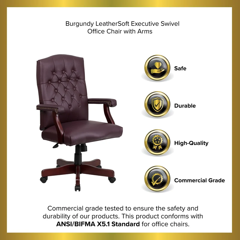 Martha Washington Executive Swivel Office Chair with Arms