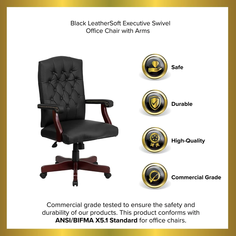 Martha Washington Executive Swivel Office Chair with Arms