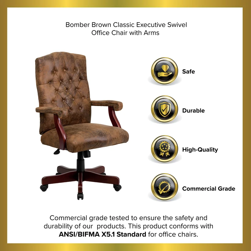 Martha Washington Executive Swivel Office Chair with Arms