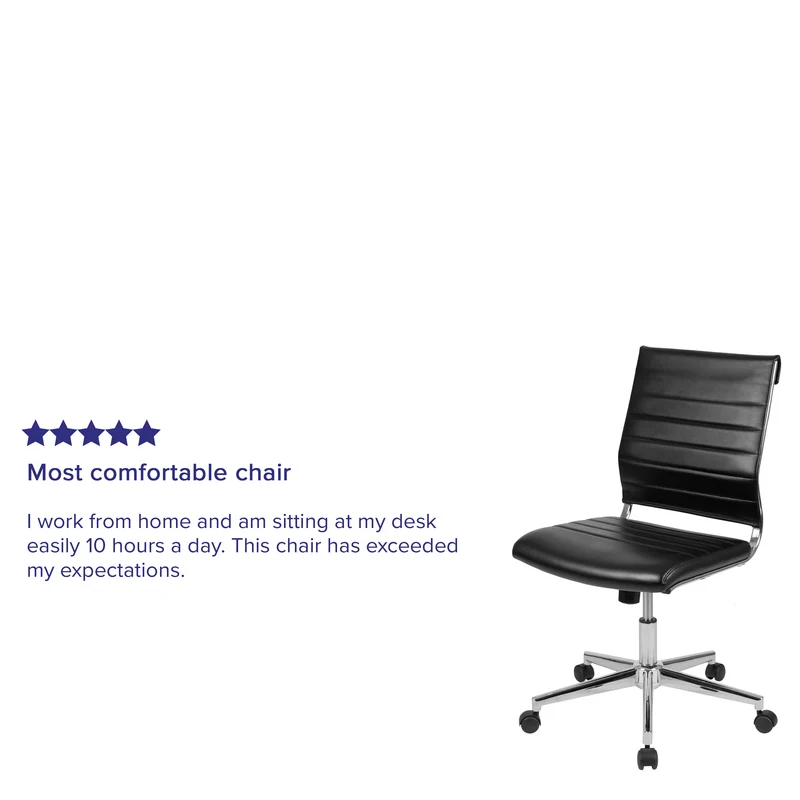 Mid-Back Armless LeatherSoft Ribbed Executive Swivel Office Chair