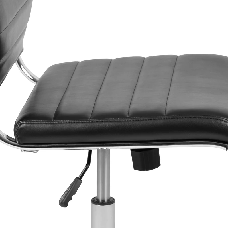 Mid-Back Armless LeatherSoft Ribbed Executive Swivel Office Chair