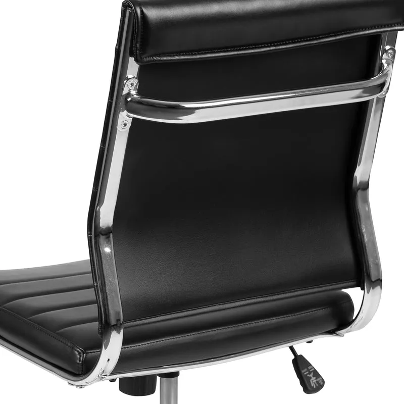 Mid-Back Armless LeatherSoft Ribbed Executive Swivel Office Chair