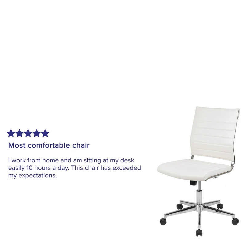 Mid-Back Armless LeatherSoft Ribbed Executive Swivel Office Chair