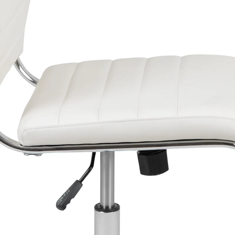 Mid-Back Armless LeatherSoft Ribbed Executive Swivel Office Chair