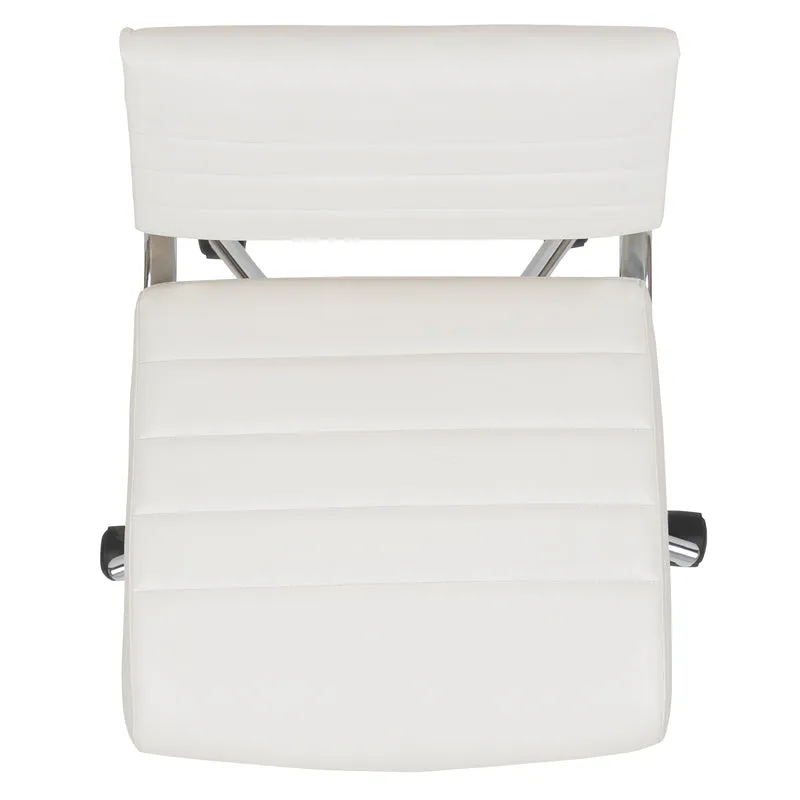 Mid-Back Armless LeatherSoft Ribbed Executive Swivel Office Chair
