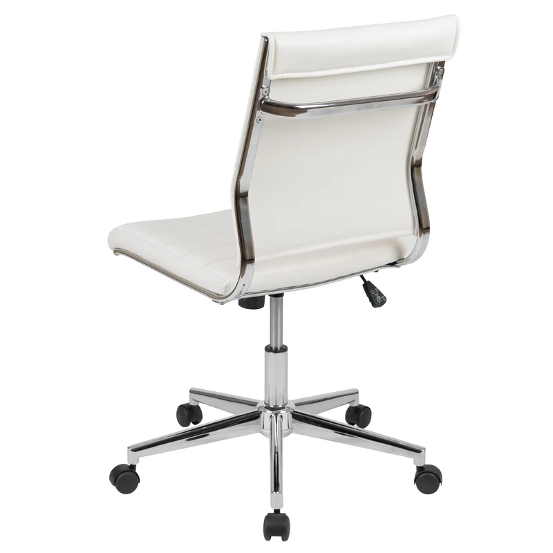 Mid-Back Armless LeatherSoft Ribbed Executive Swivel Office Chair
