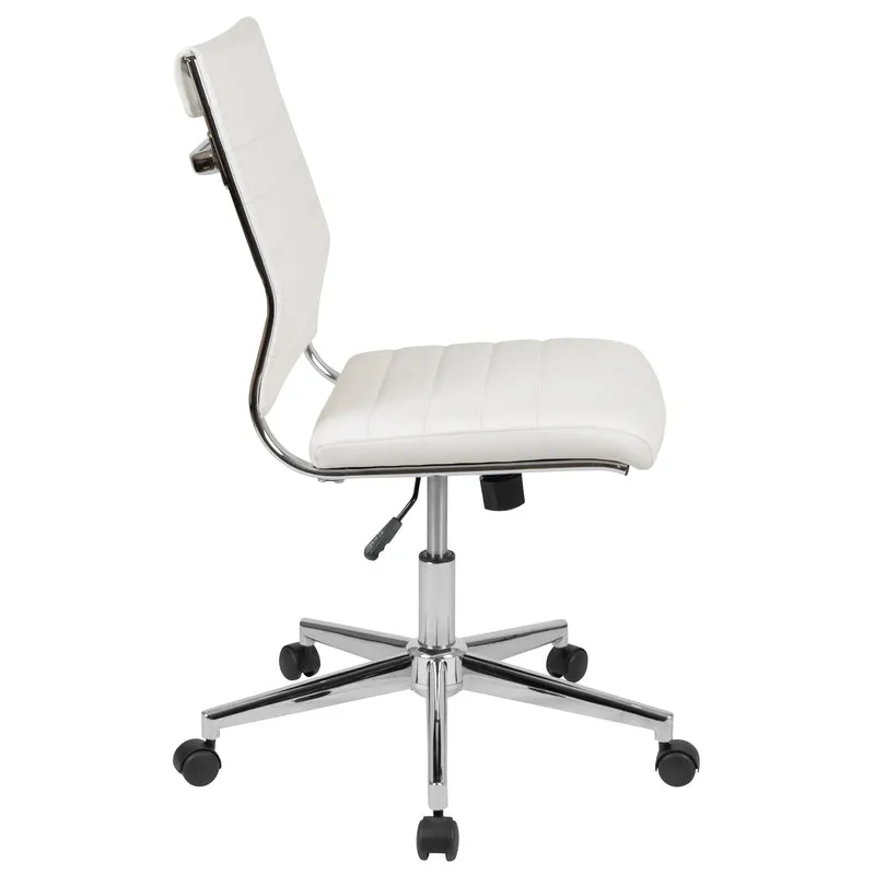 Mid-Back Armless LeatherSoft Ribbed Executive Swivel Office Chair