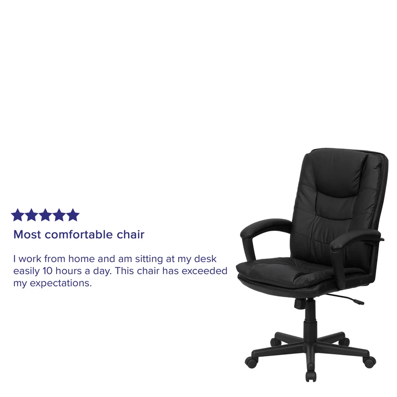Mid-Back Leather Executive Swivel Office Chair with Rounded Back and Arms