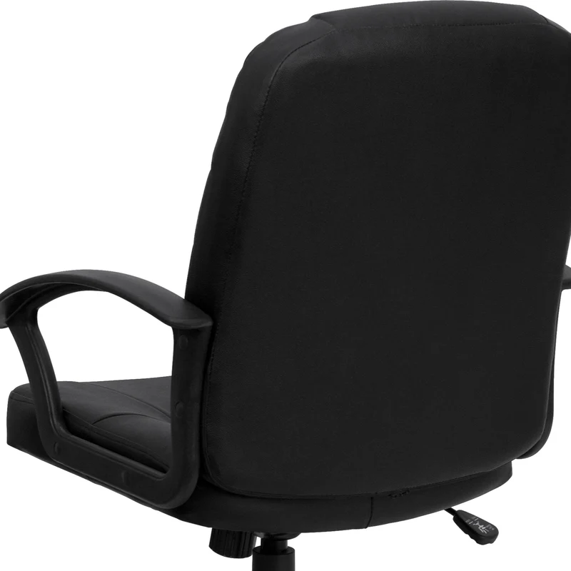 Mid-Back Leather Executive Swivel Office Chair with Rounded Back and Arms