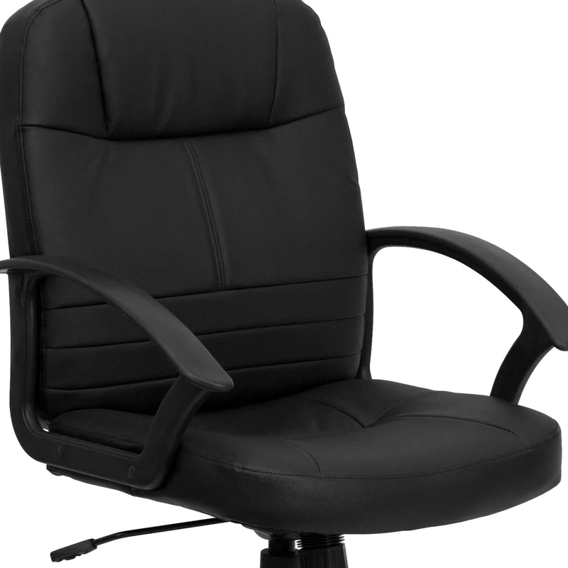 Mid-Back Leather Executive Swivel Office Chair with Rounded Back and Arms