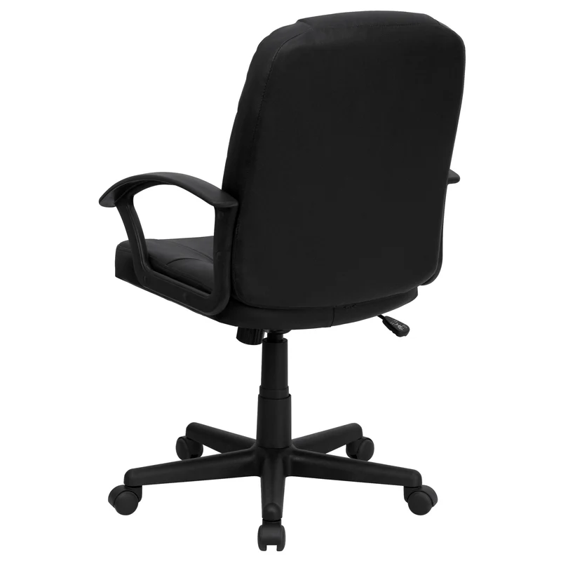 Mid-Back Leather Executive Swivel Office Chair with Rounded Back and Arms