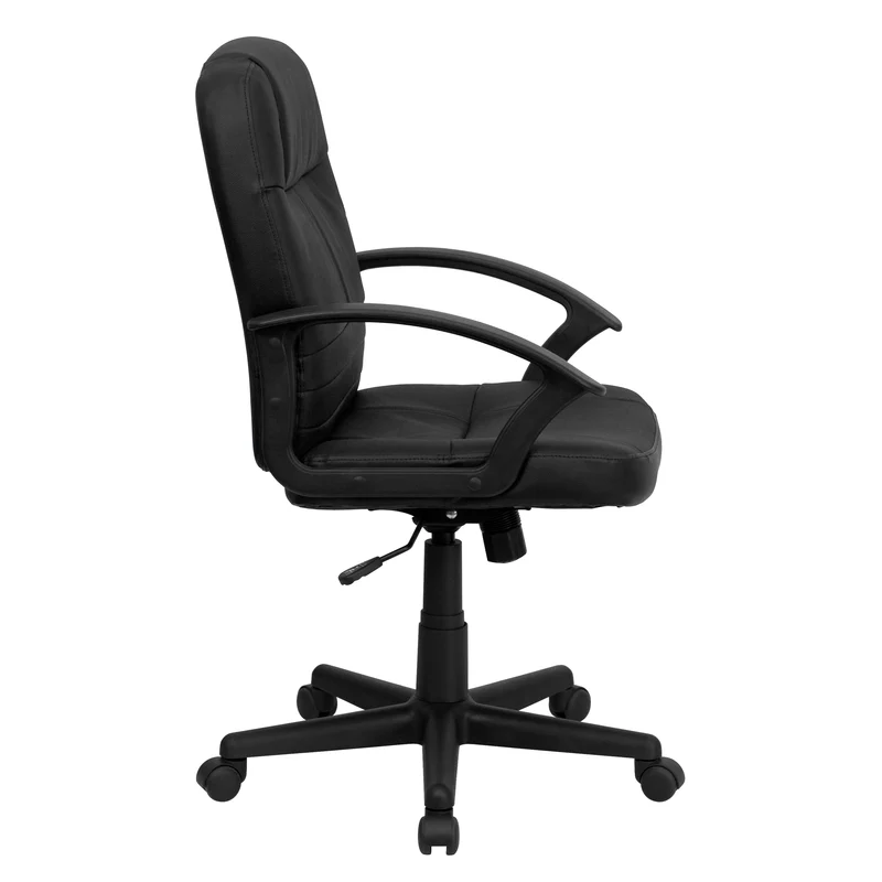 Mid-Back Leather Executive Swivel Office Chair with Rounded Back and Arms