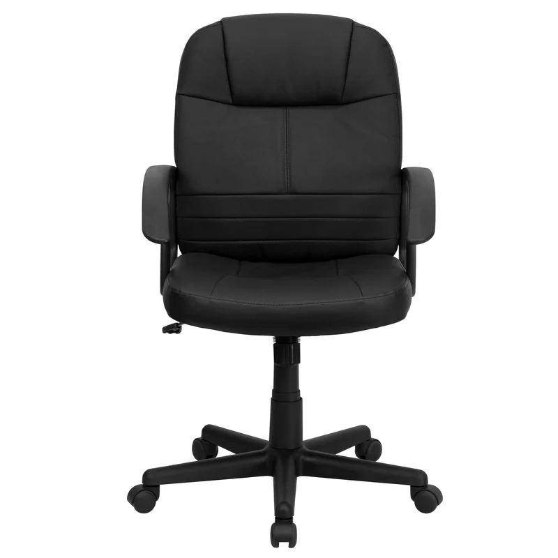 Mid-Back Leather Executive Swivel Office Chair with Rounded Back and Arms