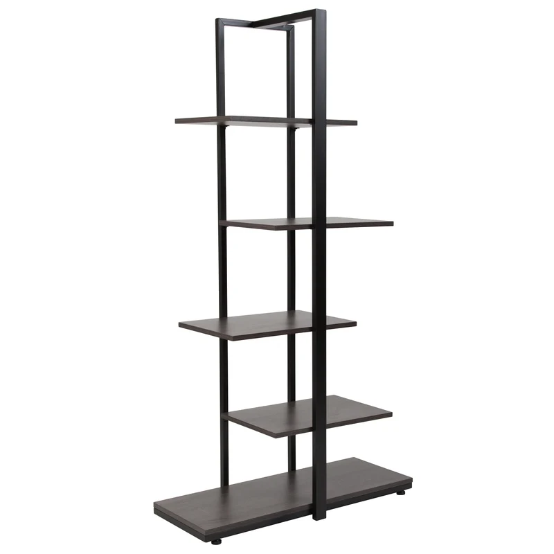 5 Tier Decorative Etagere Storage Display Unit Bookcase with Metal Frame