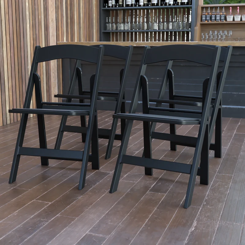 Set of 4 1000 lb Weight Capacity Indoor/Outdoor Resin Folding Chairs