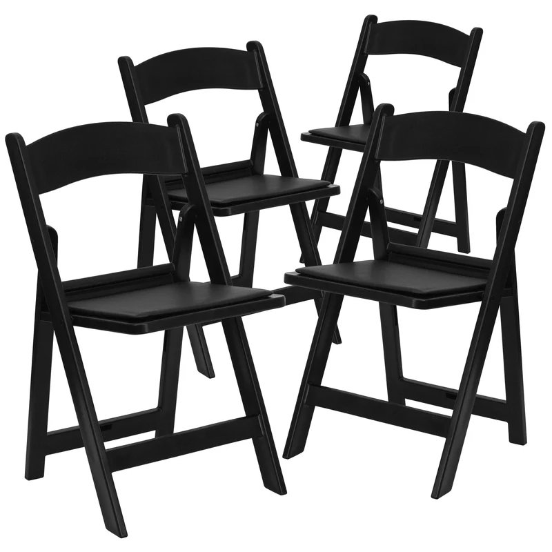 Set of 4 1000 lb Weight Capacity Indoor/Outdoor Resin Folding Chairs