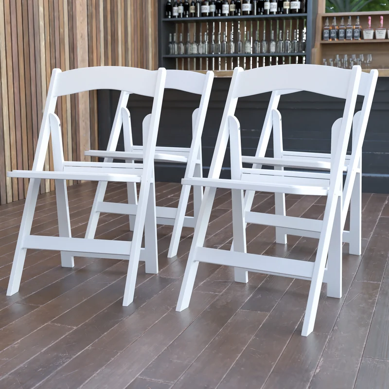 Set of 4 1000 lb Weight Capacity Indoor/Outdoor Resin Folding Chairs