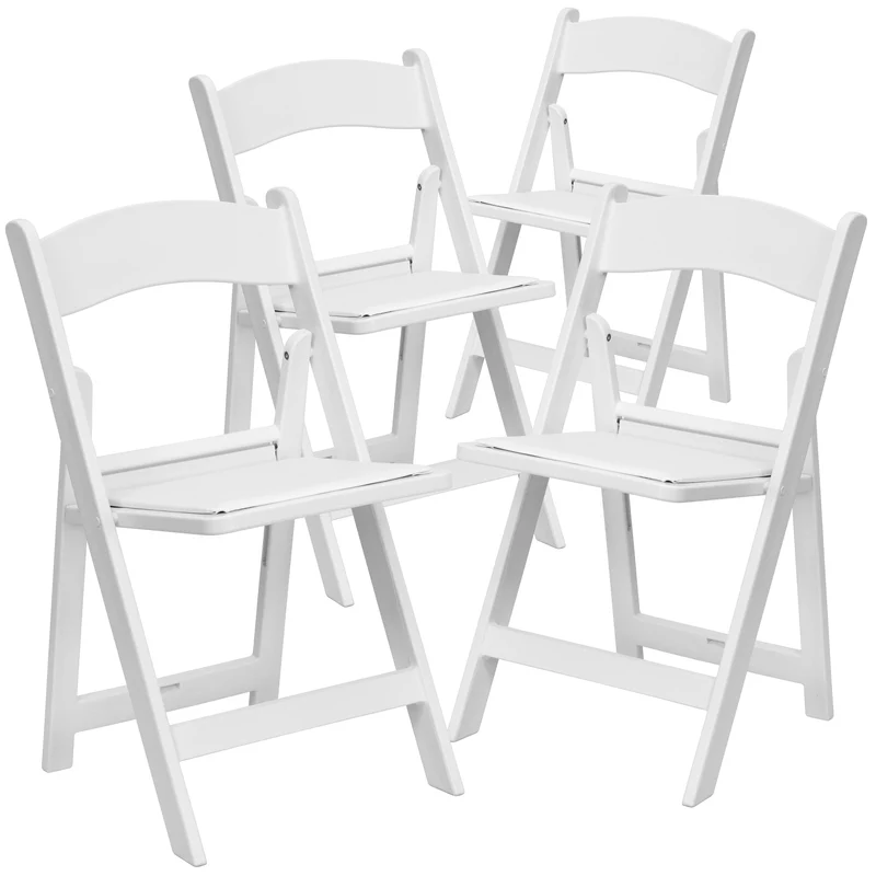 Set of 4 1000 lb Weight Capacity Indoor/Outdoor Resin Folding Chairs