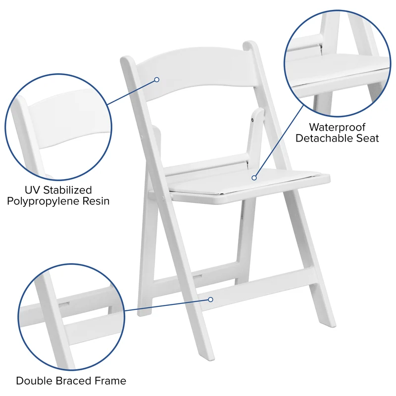 Set of 4 1000 lb Weight Capacity Indoor/Outdoor Resin Folding Chairs