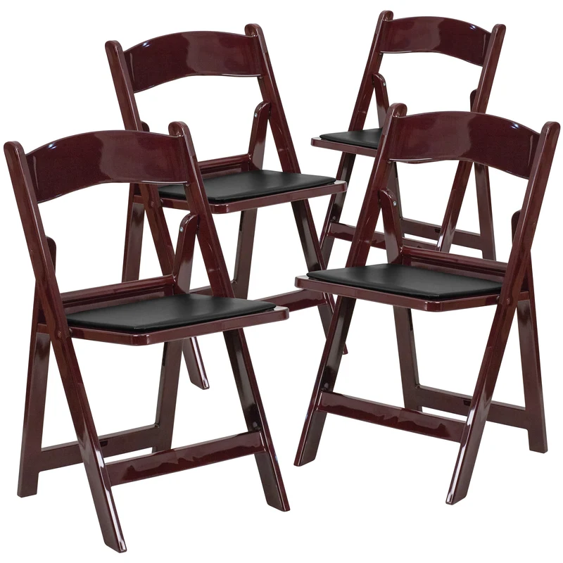 Set of 4 1000 lb Weight Capacity Indoor/Outdoor Resin Folding Chairs