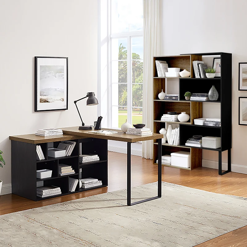 Aspire Desk Adjustable Return 150cm Dark Oak Black by Criterion