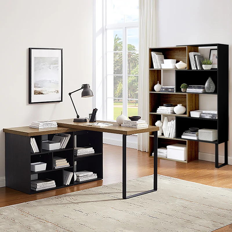 Aspire Desk Adjustable Return 150cm Dark Oak Black by Criterion
