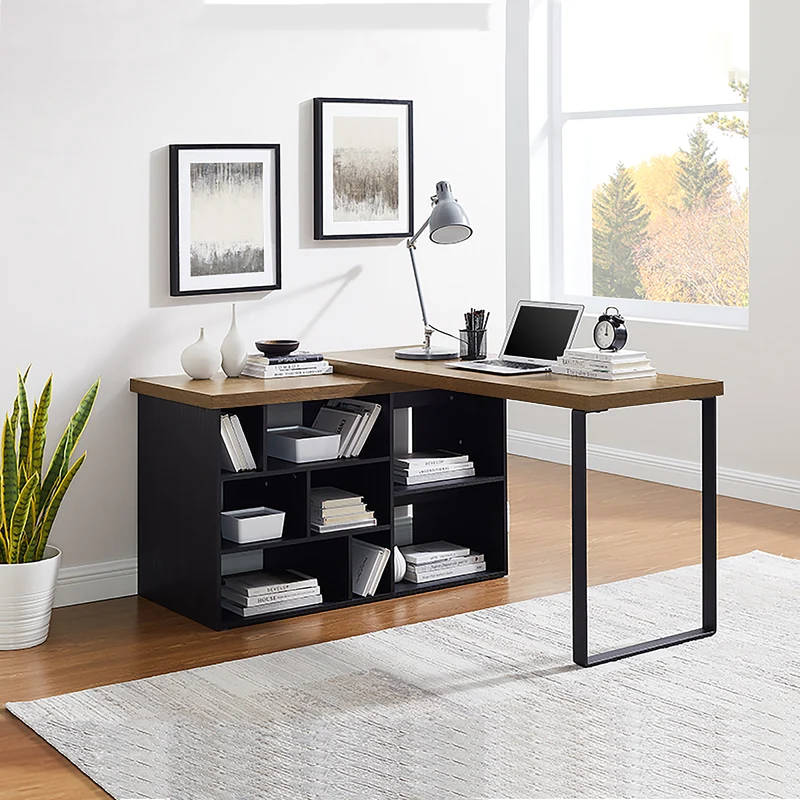 Aspire Desk Adjustable Return 150cm Dark Oak Black by Criterion