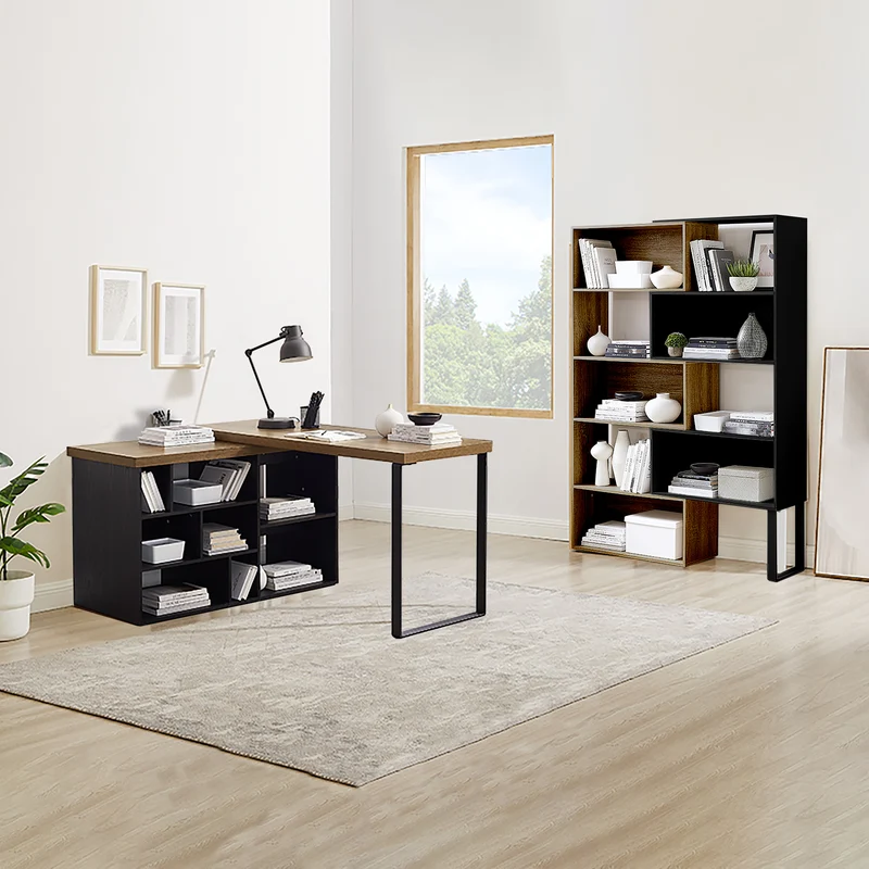 Aspire Desk Adjustable Return 150cm Dark Oak Black by Criterion