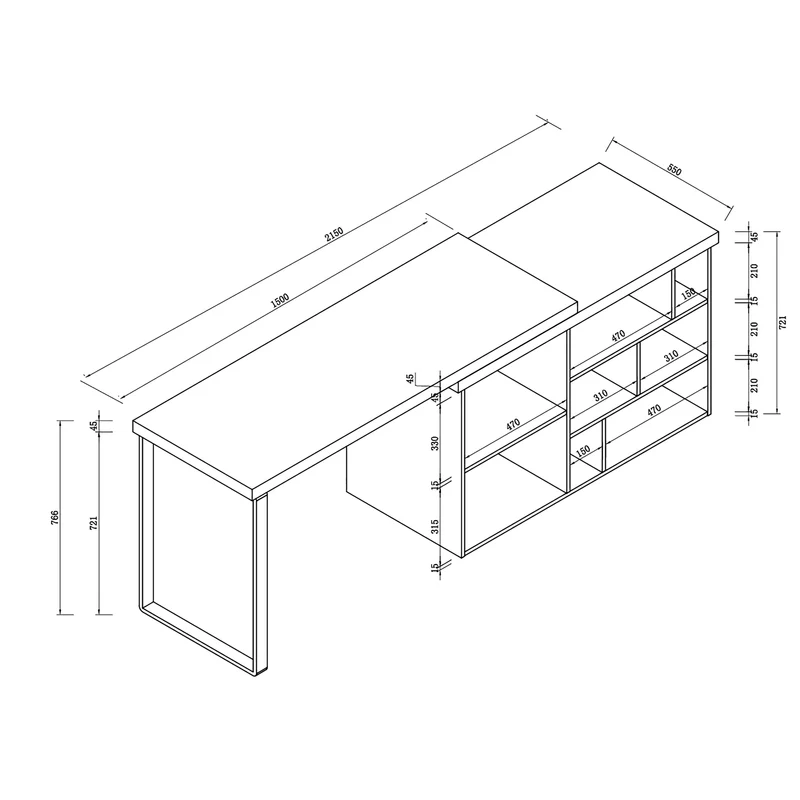 Aspire Desk Adjustable Return 150cm Light Oak White by Criterion