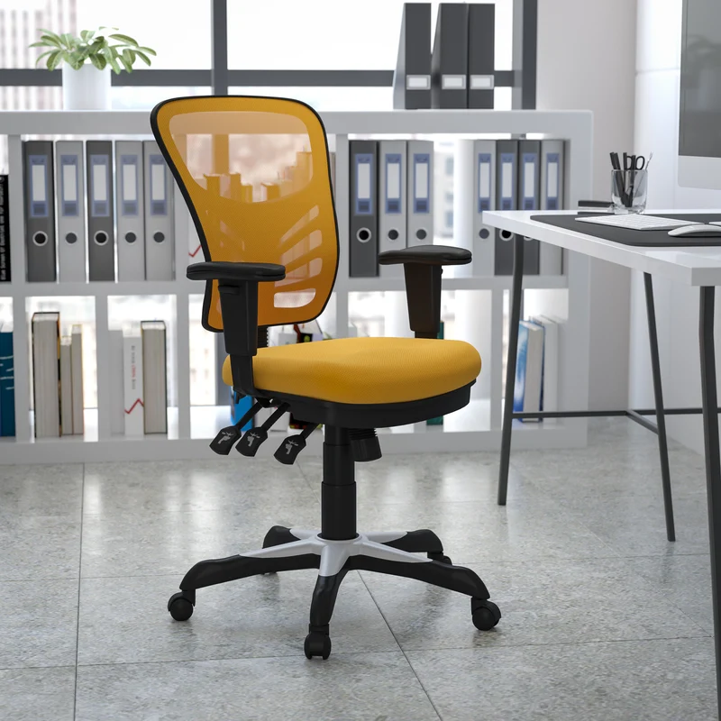 Mid-Back Mesh Triple Paddle Swivel Ergonomic Office Chair with Adjustable Arms