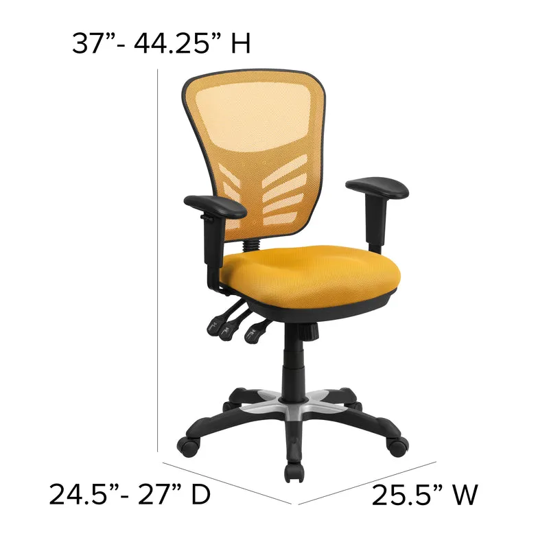 Mid-Back Mesh Triple Paddle Swivel Ergonomic Office Chair with Adjustable Arms